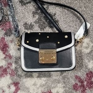 Charming Charlie Black Faux Pearl Studded Purse